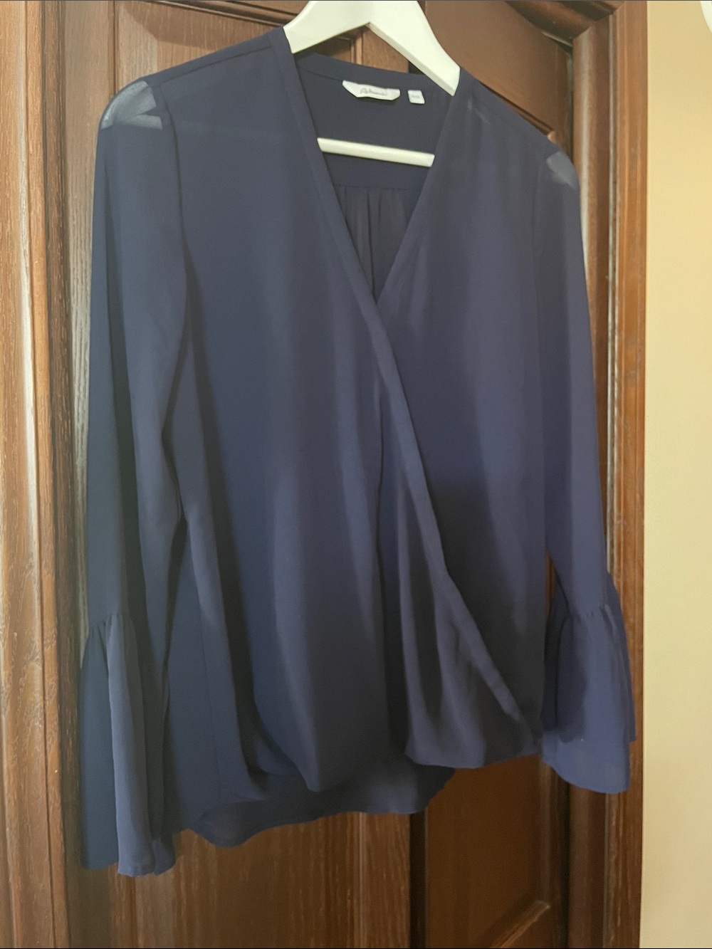 Reitmans Navy Wrap-Style V-Neck Blouse